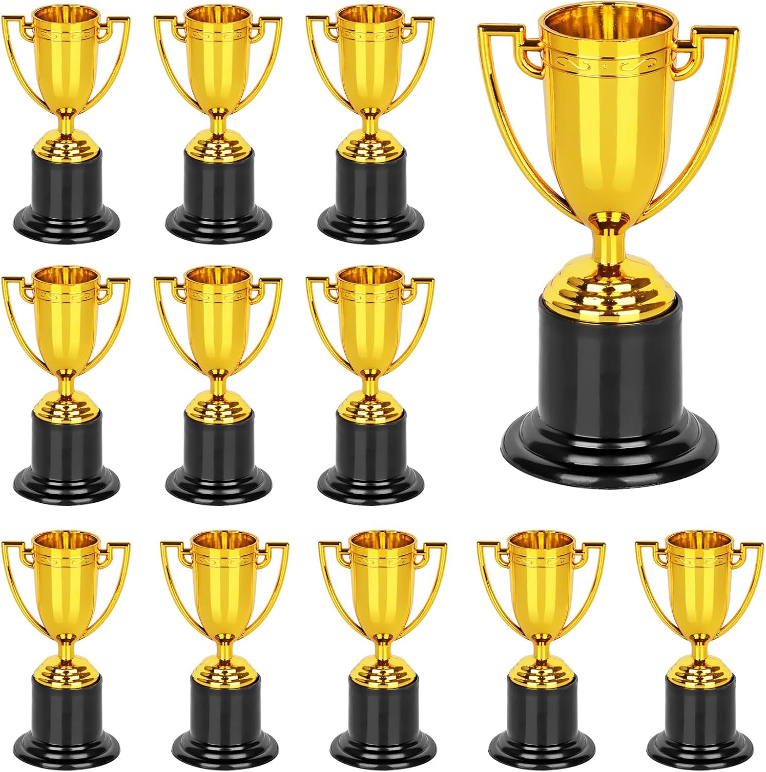 Mini Trophies,12PCS Gold Trophy Award, Plastic Trophies, 4 Inch Trophy Cups