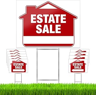 Estate Sale Signs (10 Pack) – Premium LARGE 24” x 18” Double-Sided Estate Sale Signs with Heavy Duty Stakes – Estate & Garage Sale Yard Sale Signs with Directional Arrows…
