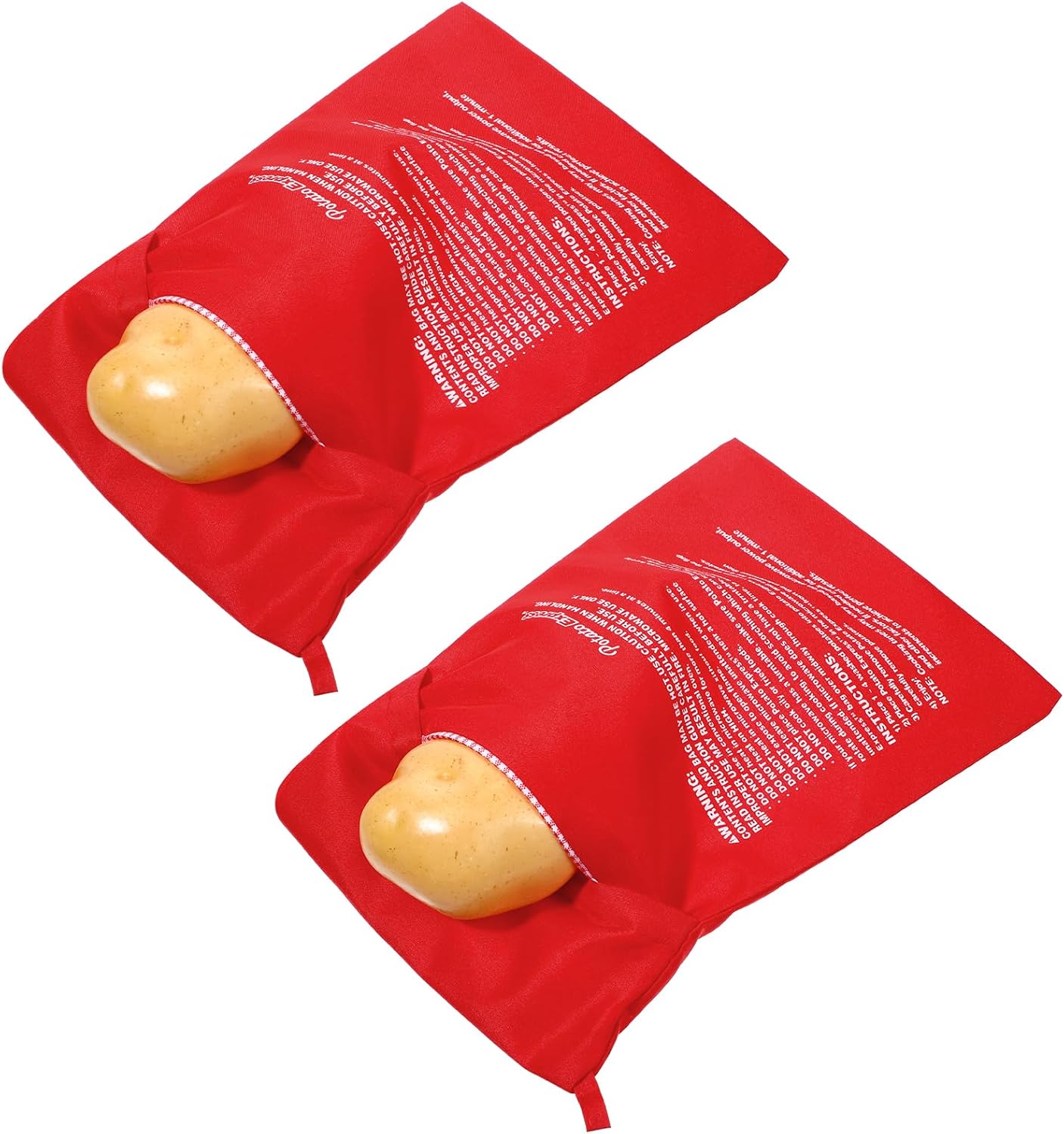 2 PCS Red Microwave Potato Bag, Reusable Baked Potato Bags, Baked Potatoes Express Microwave Steam Bags for Perfectly Cooked Potatoes