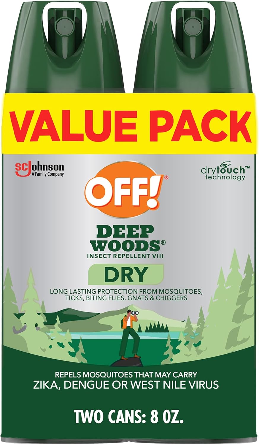 OFF! Deep Woods Insect Repellent Aerosol, Dry, Non-Greasy Formula, Bug Spray with Long Lasting Protection from Mosquitoes, 4 Oz, 2 Count