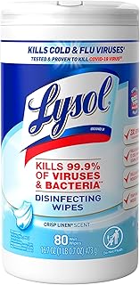 Lysol Disinfectant Wipes, Multi-Surface Antibacterial Cleaning Wipes, For Disinfecting and Cleaning, Crisp Linen, 80 Count