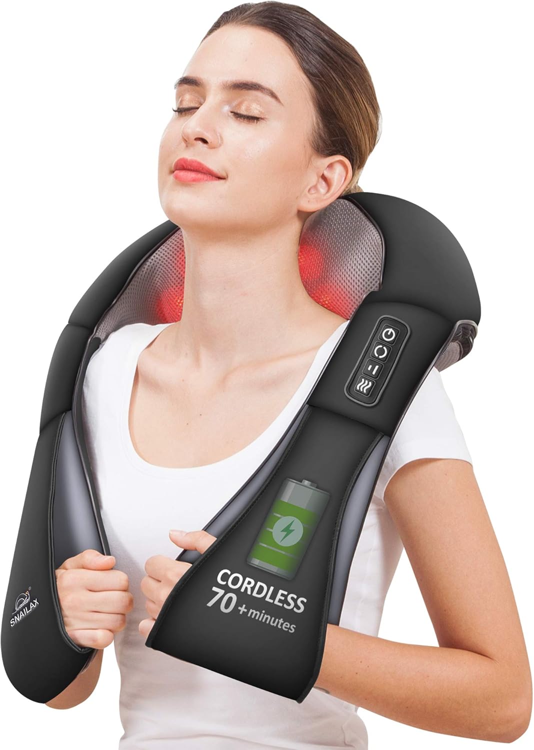 Snailax Cordless Neck Back and Shoulder Massager with Heat - Rechargeable Deep Tissue Kneading Back Massager for Neck, Shoulders, Foot, Full Body,Gifts for Women,Men