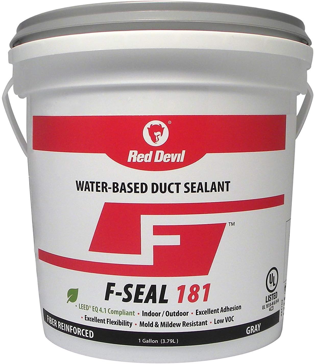 Red Devil 0841DX F-Seal 181 Duct Seal, Fiber Reinforced Water Based Duct Sealant, 1 Gallon, Gray, Made in USA