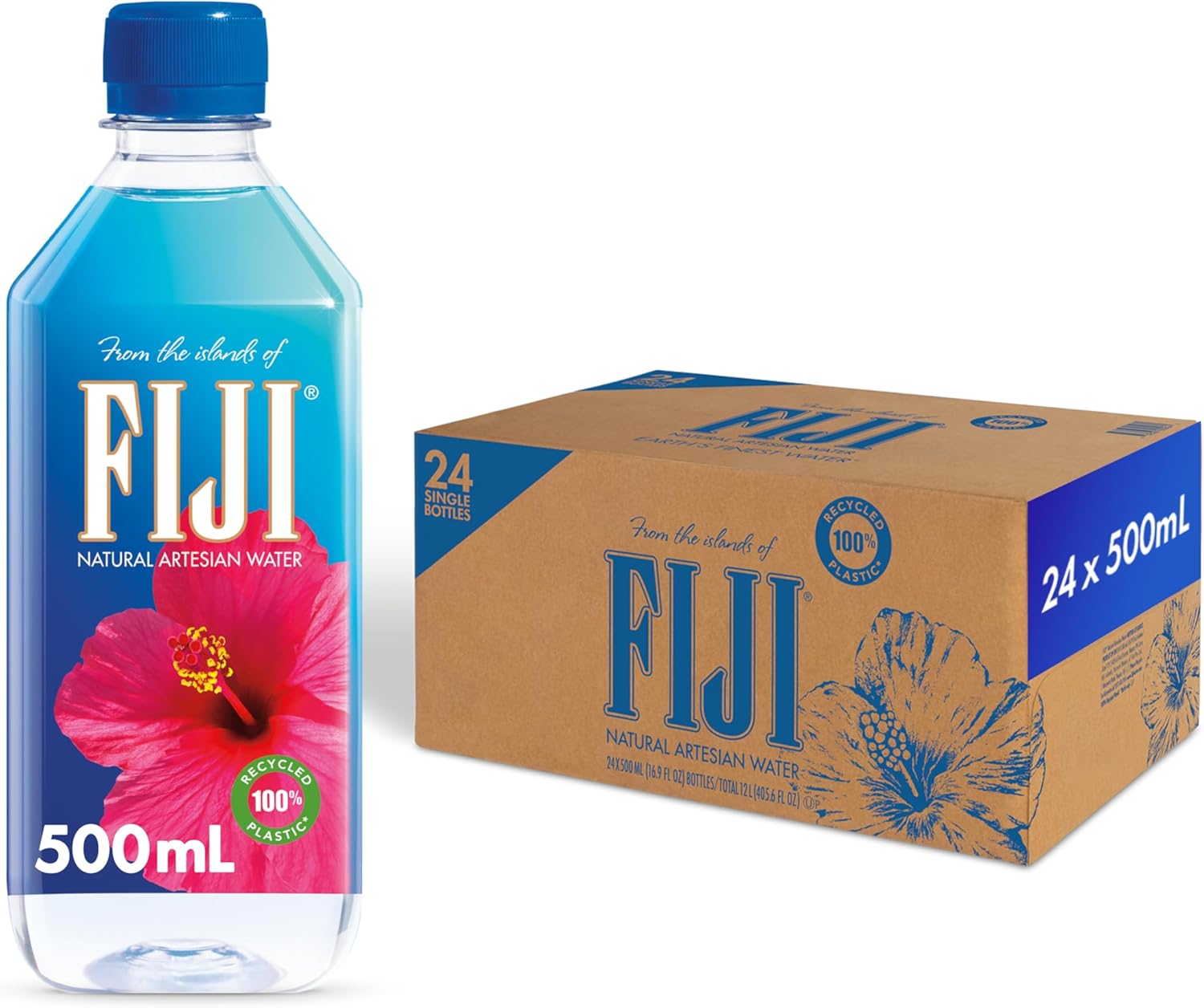 Fiji Water Fiji Natural Artesian Water, 500ML Bottles (Pack of 24)