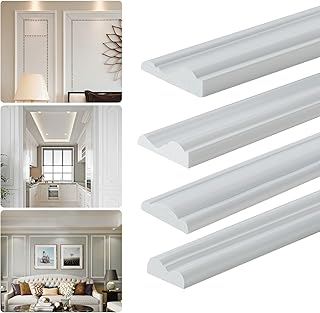 Peel and Stick Panels Molding Trim, Flexible Chair Rail Classic Wall Trim, Self-Adhesive Wall Paneling Strip for Home Decoration(White 10ft*0.9in)