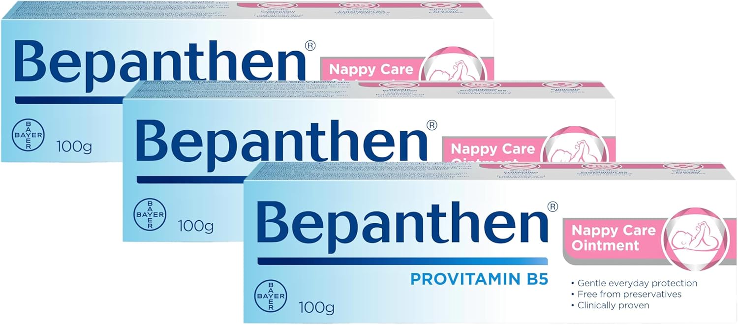 Bepanthen Nappy Care Ointment | Nappy Cream with Provitamin B5 | Suitable for Newborns Skin, 100 g (Packing May Vary). (Pack of 3)