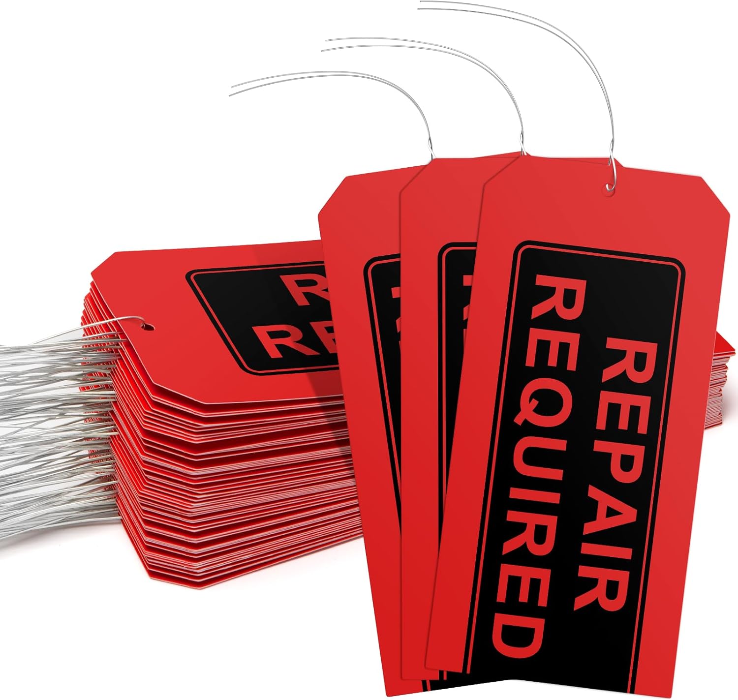 Repair Required Tags with Wires Attached (Pack of 100),Maintenance Repair Label Tags with Wire