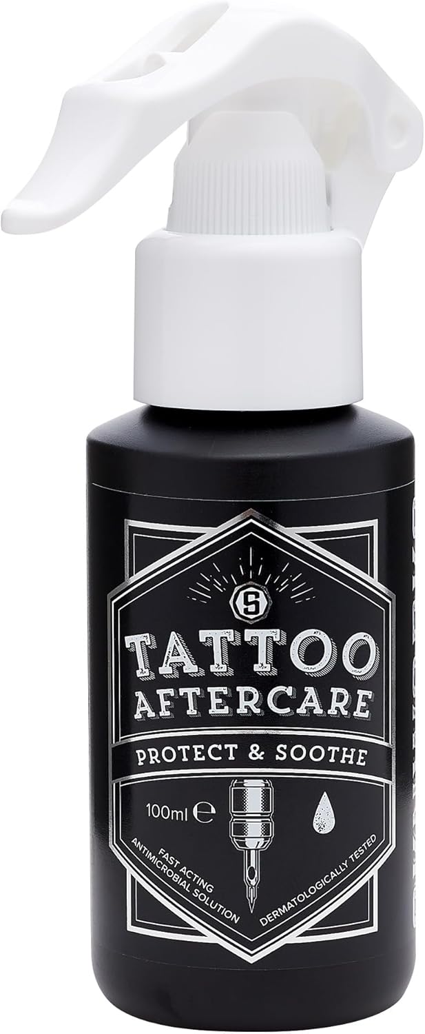 Tattoo Aftercare for Home Use - 100ml Care Formula with High Purity Hypochlorous for Comfort, Cooling & Soothing for All Skin Types - No Alcohol, No Fragrance, Tattoo Spray by Sknworks