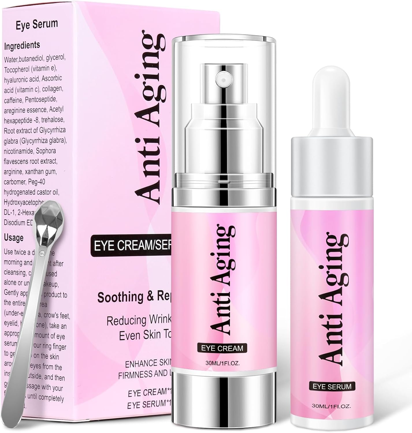 Caffeine Eye Cream Eye Serum Kit 60ml Under Eye Cream Anti Aging for Dark Circles And Puffy Eyes Retinol Eye Serum