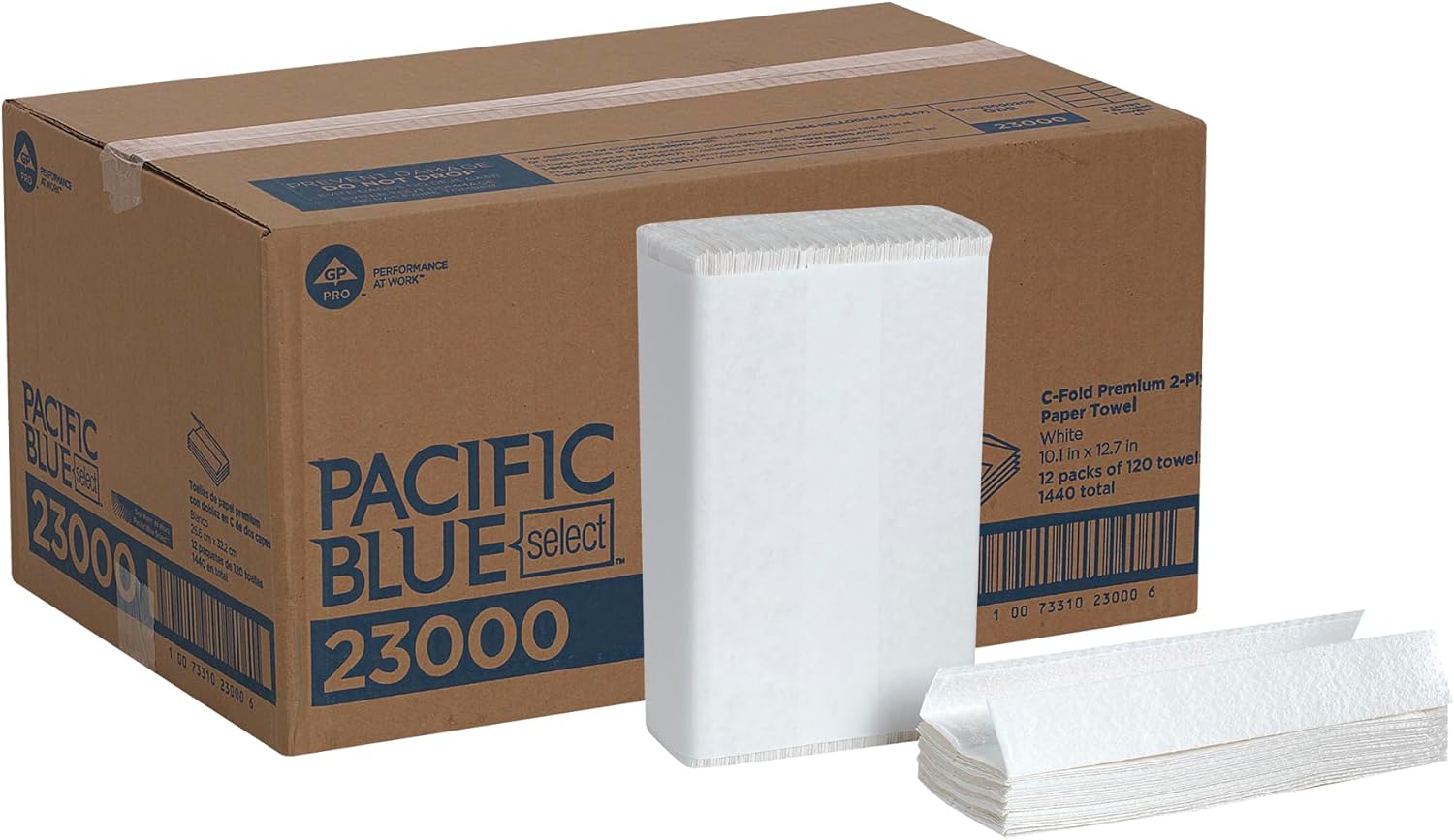 Georgia-Pacific Blue Select Premium 2-Ply C-Fold Paper Towels by PRO , White, 23000, 120 Towels Per Pack, 12 Packs Per Case