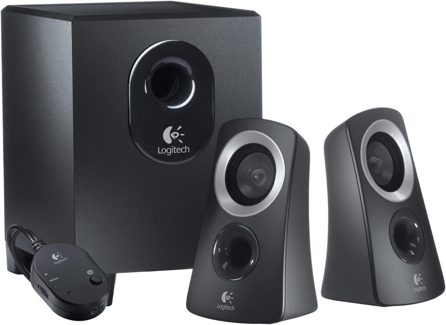 Logitech Z313 2.1 Multimedia Speaker System with Subwoofer, Full Range Audio, 50 Watts Peak Power, Strong Bass, 3.5mm Audio Inputs, UK Plug, PC/PS4/Xbox/TV/Smartphone/Tablet/Music Player - Black