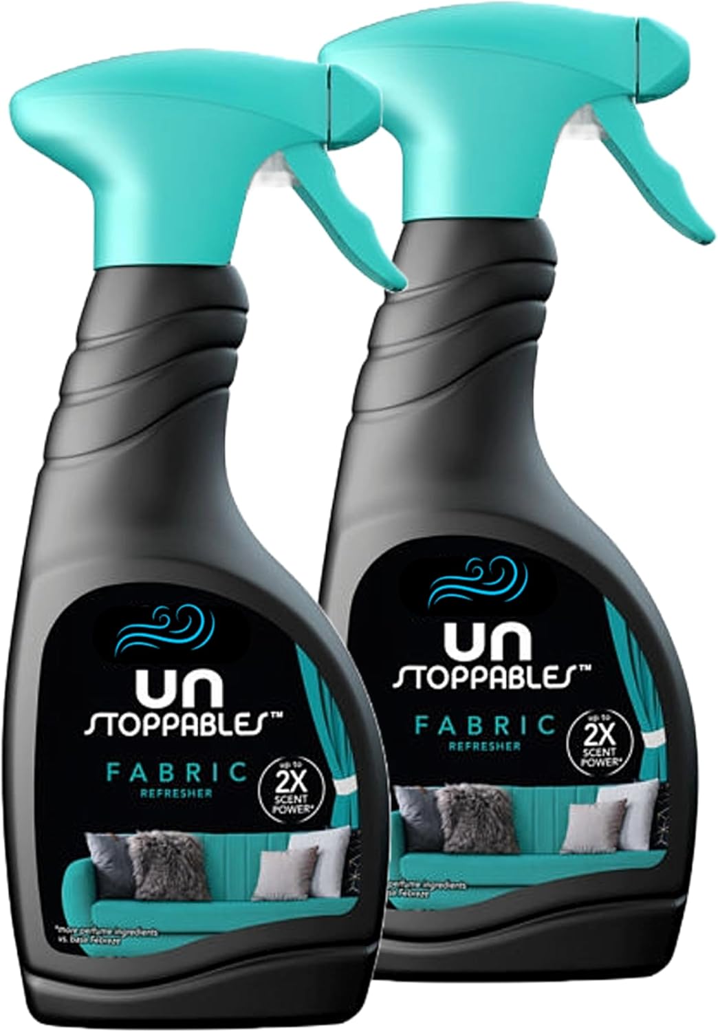 Fabric Freshener Room Spray Bundle - Pack of 2 x 500ml Unstoppable Fresh Scent Water-Based Formula Fabric Spray, Carpet Freshener, Odour Eliminator with Card. Room Freshener for Home Bulk Buy
