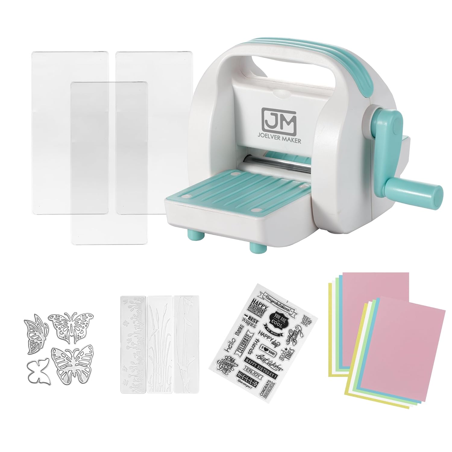 Mini Die Cutting & Embossing Machine by Joelver Maker, 3 Inch Opening, Scrapbooking Starter Kit (Blue)