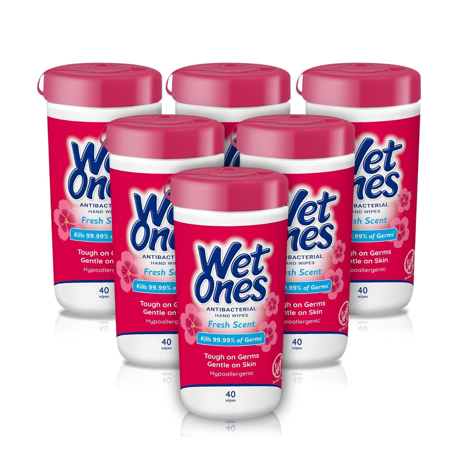 Wet Ones Antibacterial Hand Wipes, Fresh Scent Wipes | Antibacterial Wipes, Hand Sanitizer Wipes, Wet Ones Wipes, 40 ct. Canister (6 pack)