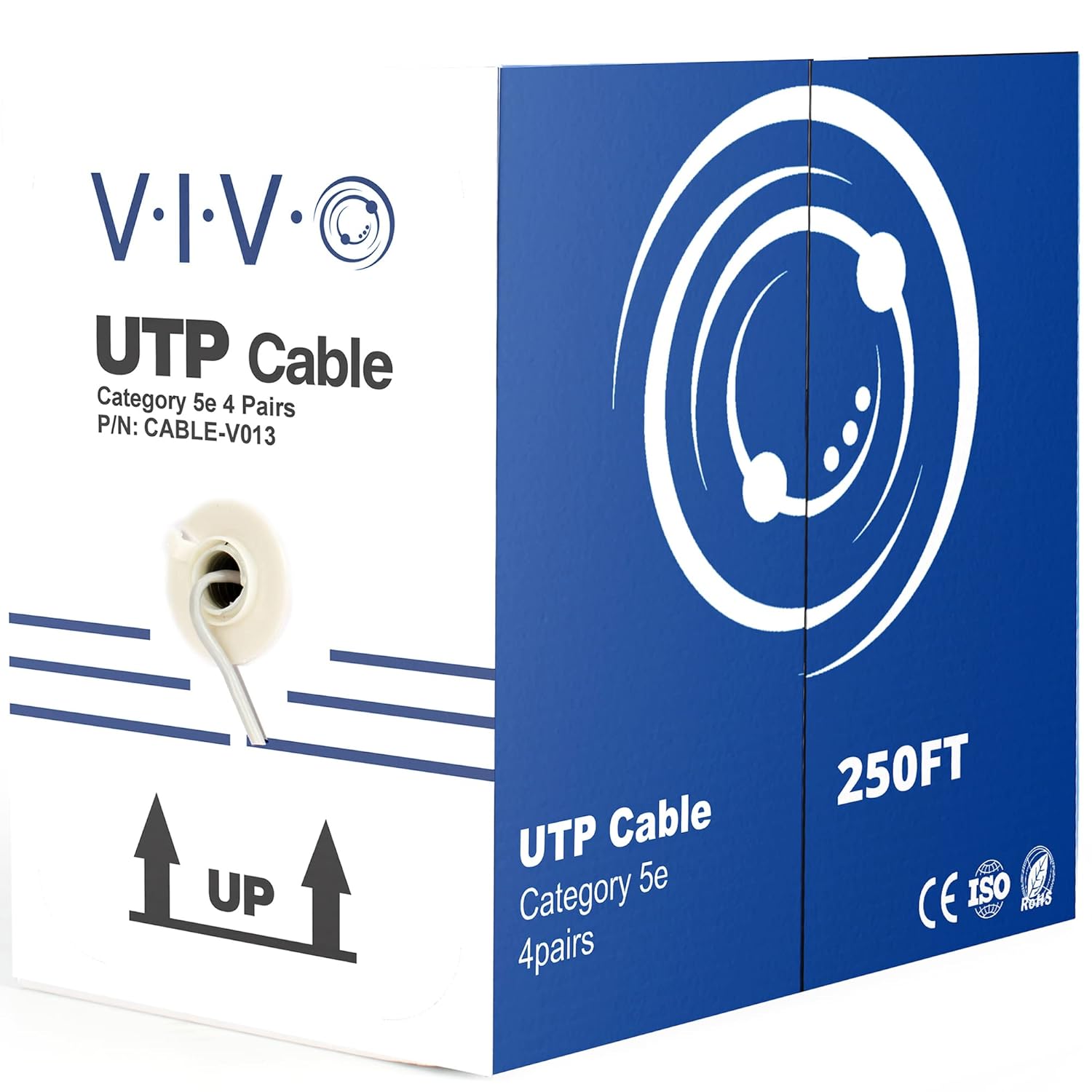 VIVO Gray 250ft Bulk Cat5e, CCA Ethernet Cable, 24 AWG, UTP Pull Box, Cat-5e Wire, Indoor, Network Installations CABLE-V013