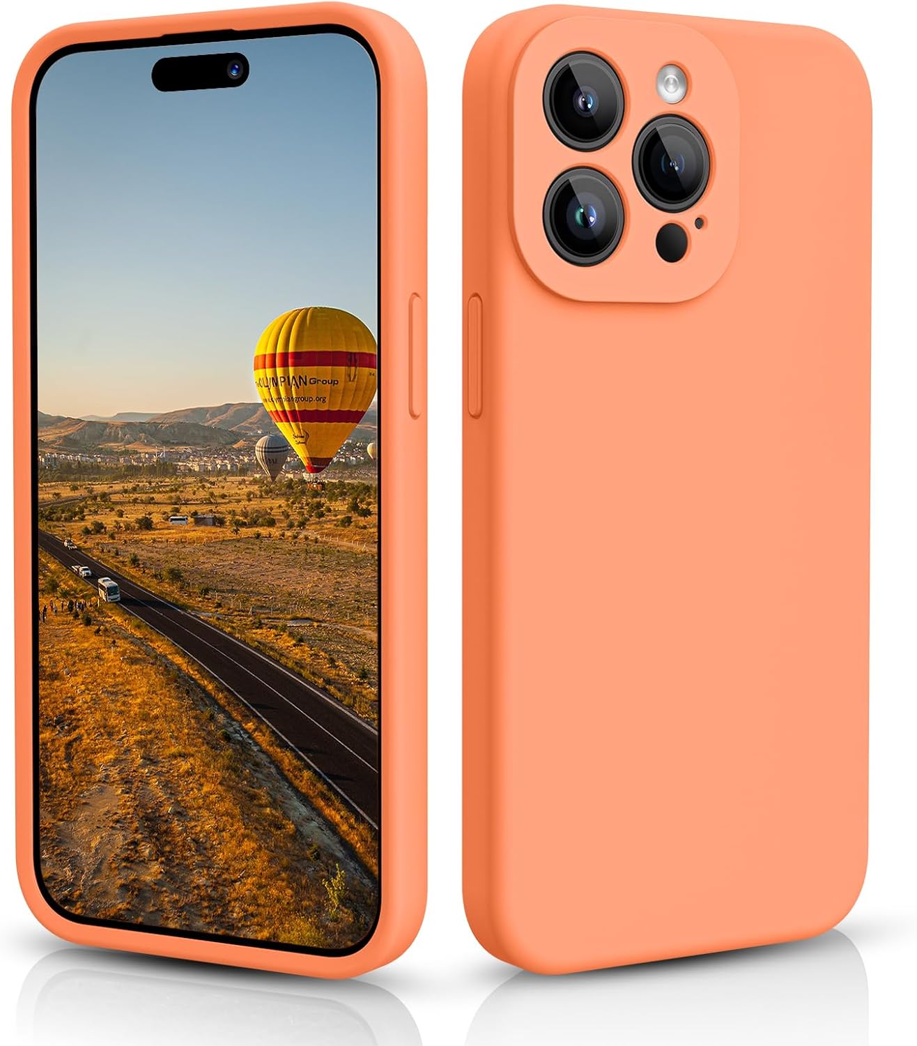 CALOOP Slim-Fit for iPhone 15 Pro Case,Skin Soft Liquid Silicone,Sturdy Hard Frame Shockproof Cover with Anti-Scratch Microfiber Lining,Robust Full Protection for Screen and Camera(Kumquat Orange)