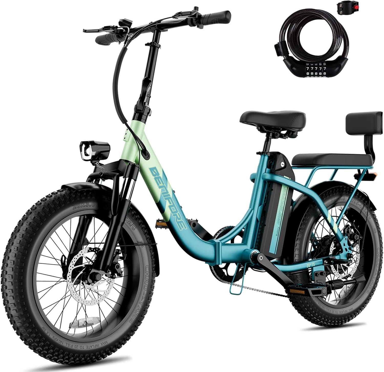 Luckeep C23 2-Seater Electric Bike for Adults,750W Peak Motor 28 MPH,720WH Removable Battery 65Miles Step-Thru Folding Ebikes,20" Fat Tire EBikes for Adults with NFC,Commuting E-Bike for Women/Men