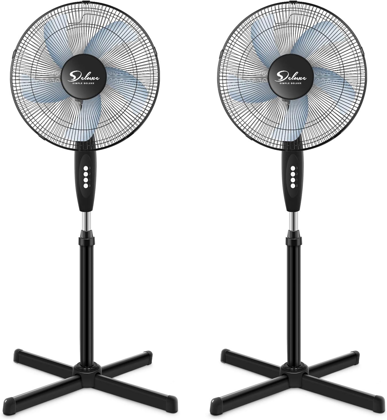 Simple Deluxe Oscillating 16″ 3 Adjustable Speed Pedestal Stand Fan for Indoor, Bedroom, Living Room, Home Office & College Dorm Use,Black