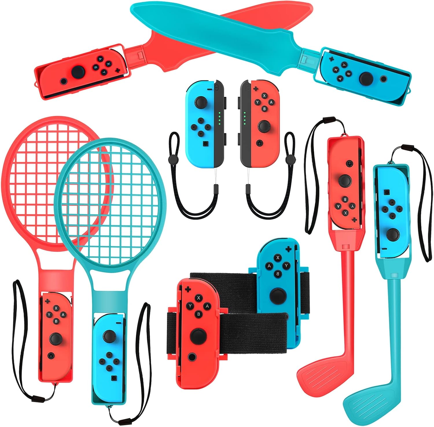 2025 Switch Sports Accessories Bundle for Nintendo Switch Games , 10-in-1 Family Party Pack Game Accessories Set Kit for Switch OLED Sports Games