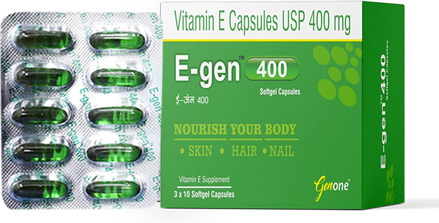 Genone E-gen Natura Natural Vitamin E Oil Capsule for Skin and Hair (50 Capsules)