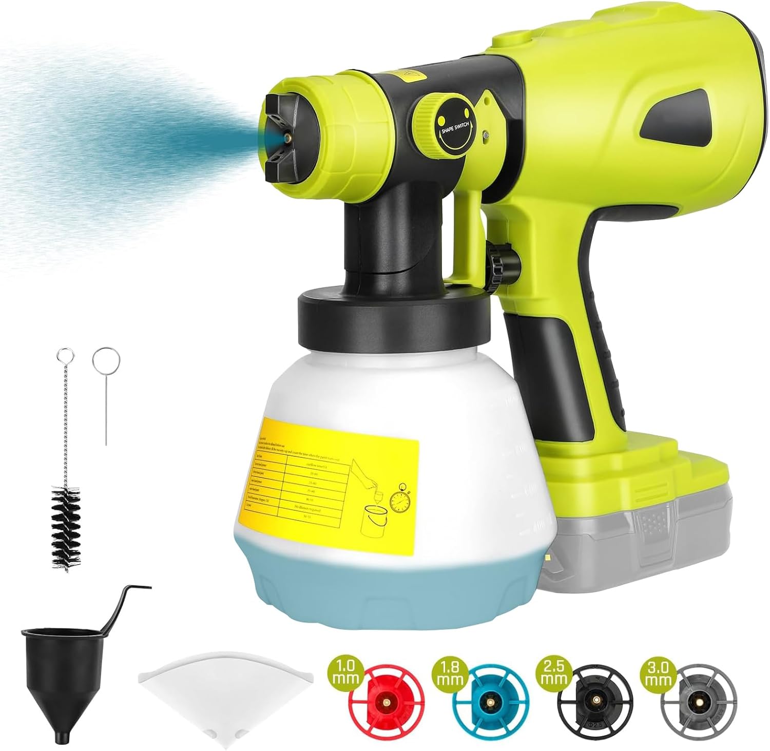 Paint Sprayer for Ryobi ONE+ 18V Battery,HVLP Paint Sprayer with 1000ML Container, Easy to Clean,Cordless Paint Sprayer for Painting Ceiling, Fence, Cabinets, Walls (Tool Only)