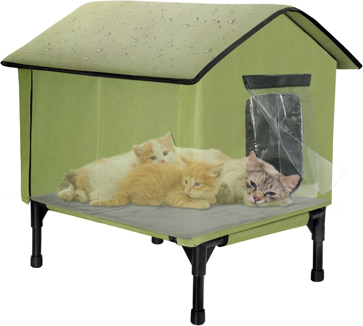 Large Outdoor Cat House Weatherproof, Outside Waterproof Cat House for Outdoor Cats, Elevated Insulated Stray Cat Shelter for Multiple Cats - 22" x 18.5" x20.6"