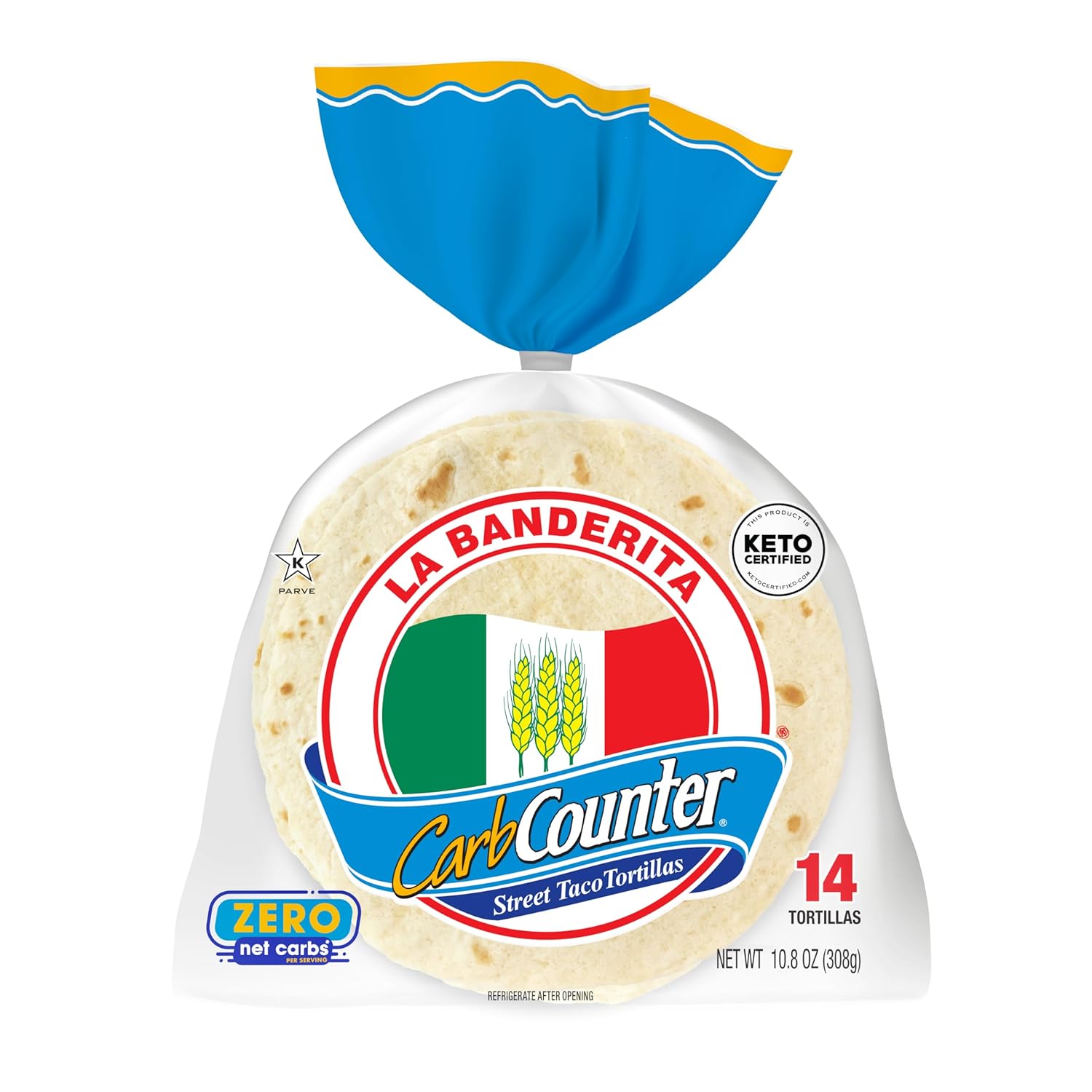 La Banderita Carb Counter® Street Taco | 4.5" Size Flour Tortillas |Zero Net Carbs |Keto Certified | 10.8 oz.| 14 Count (Pack of 6)