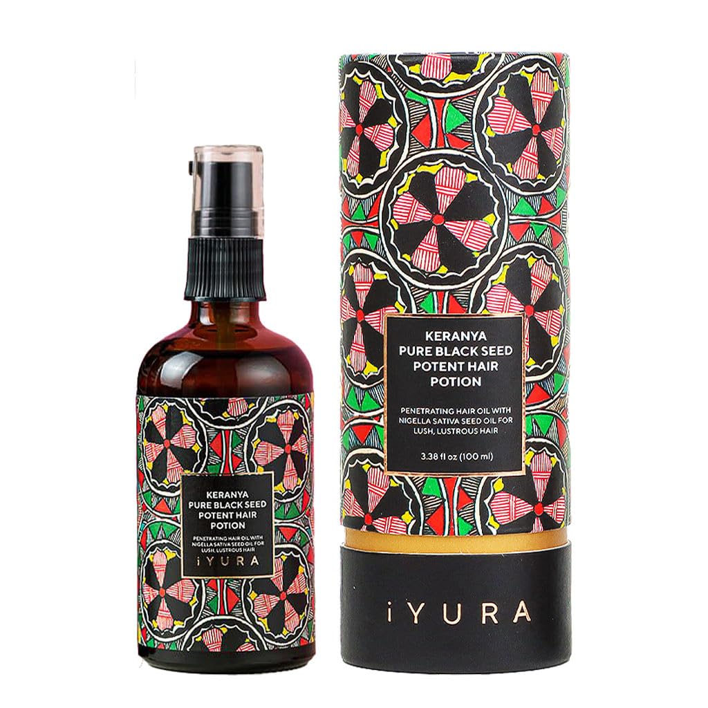 Keranya Pure Black Seed Potent Hair Potion – Ayurvedic Hair Oil for Shinier Looking Hair – Lightweight, Colorless Formula Suitable for All Hair Types – 3.38 fl oz