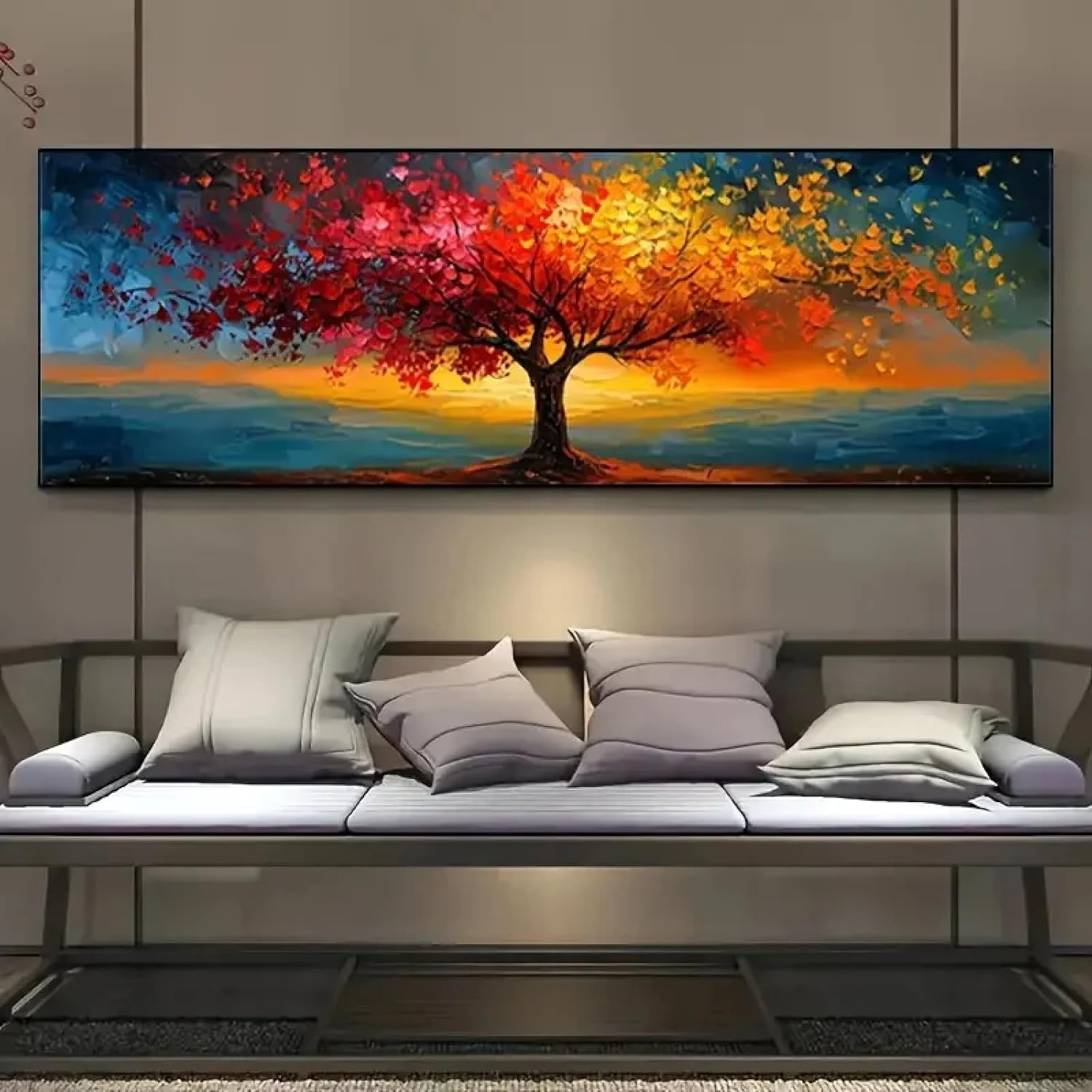 Extra-Large Tree of Life Prints On Canvas Pictures XXL Canvas Poster Abstract Wall Art Modern Home Decor Print Painting Geometric Patterns 60x180cmNo Frame