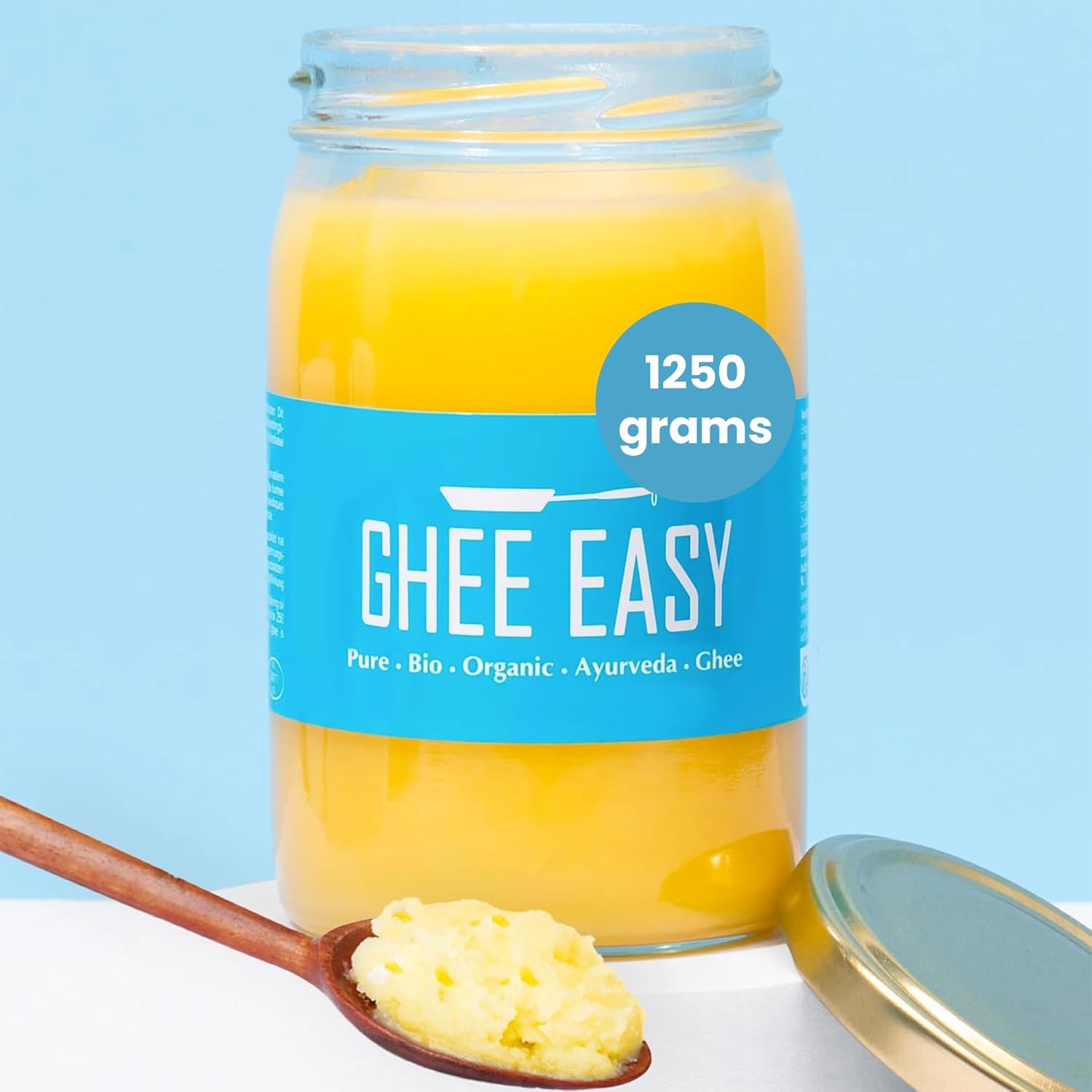 Ghee Easy 1250g Bio Ghee - Highly Pure Authentic Ayurvedic Ghee, Without Additives - Certified Organic & Biodynamic - Free from Lactose and Gluten - 100% European