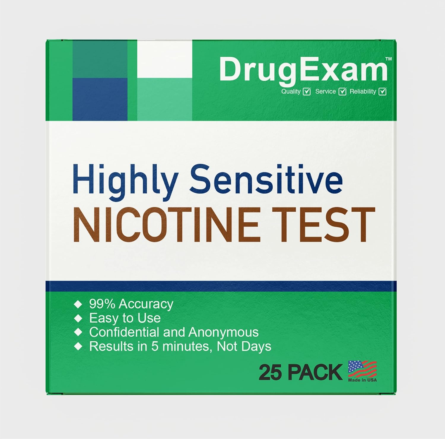 25 Pack - DrugExam Made in USA, Nicotine Tobacco Cotinine Urine Test Strip Kit - Urine Dip Strip Testing Cotinine from Smoking (25)