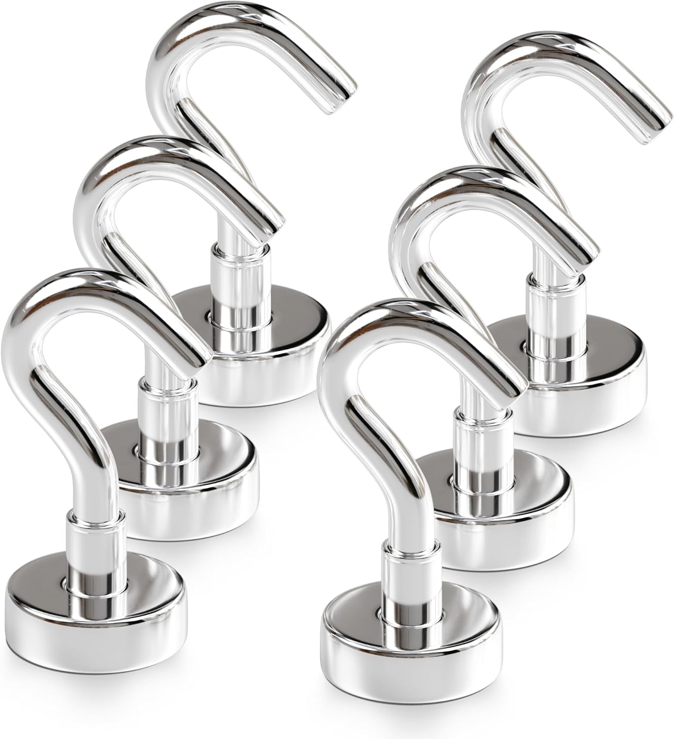 Neodymium Magnet Hooks - Heavy Duty Strong Magnetic Hooks for Cruise, Fridge, Wall, Kitchen, and Garage, Powerful Magnets with Hooks for Hanging, Bathroom, Ceiling, Van, and Grill (6, 27)