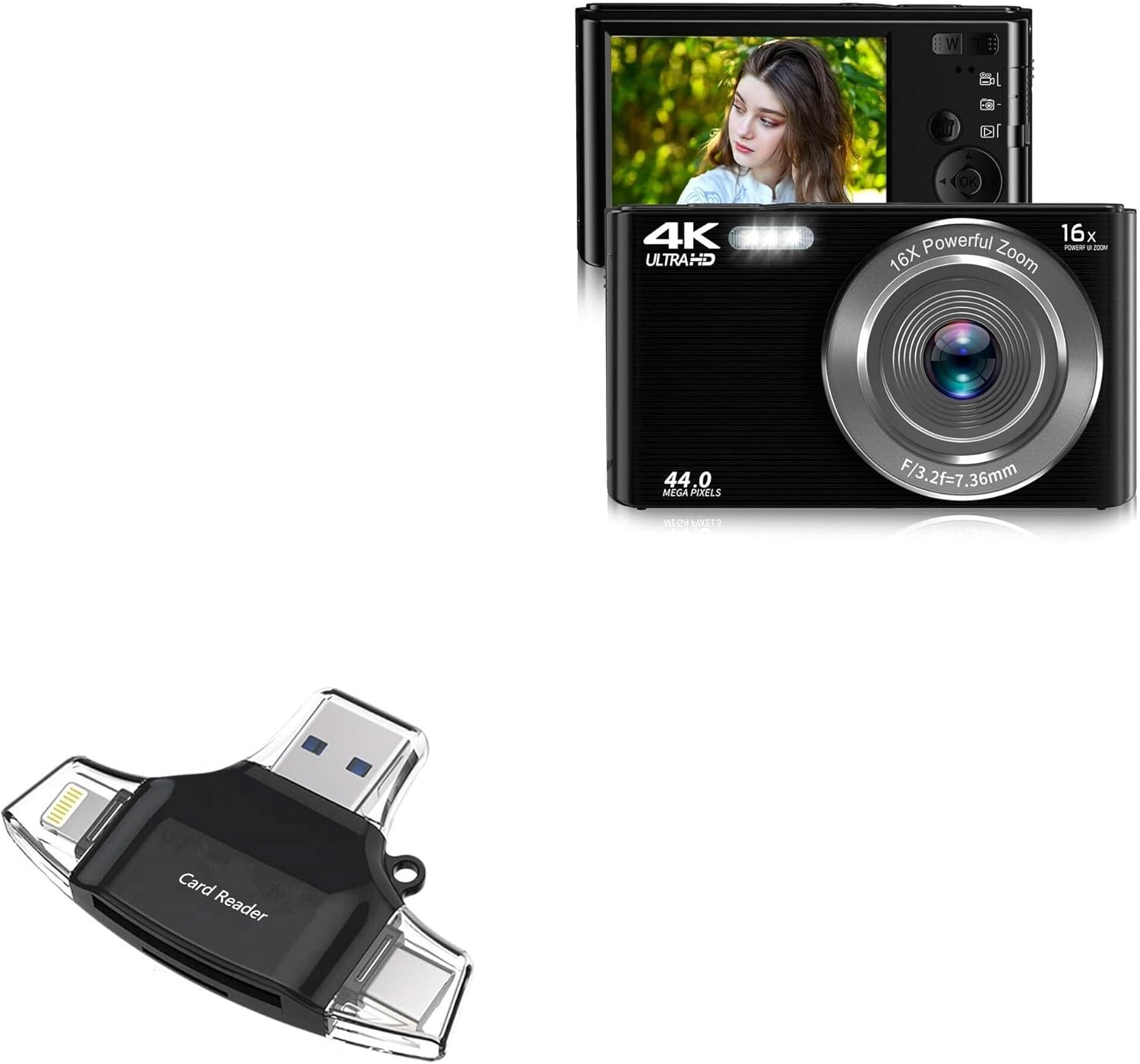 BoxWave Smart Gadget Compatible with Saneen Digital Camera 4K 44 MP - AllReader SD Card Reader, microSD Card Reader SD Compact USB - Jet Black