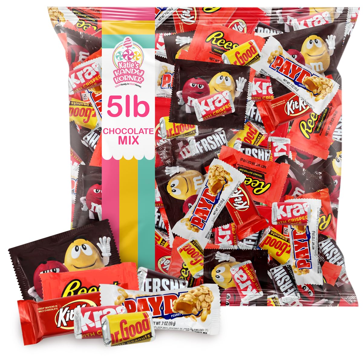 Assorted Chocolate Candy Mix - Individually Wrapped Milk, Dark, and White Chocolates - 5lb Bulk Variety Pack for Snacking, Sharing, and Gifting - Ideal for Home, Office, and Events