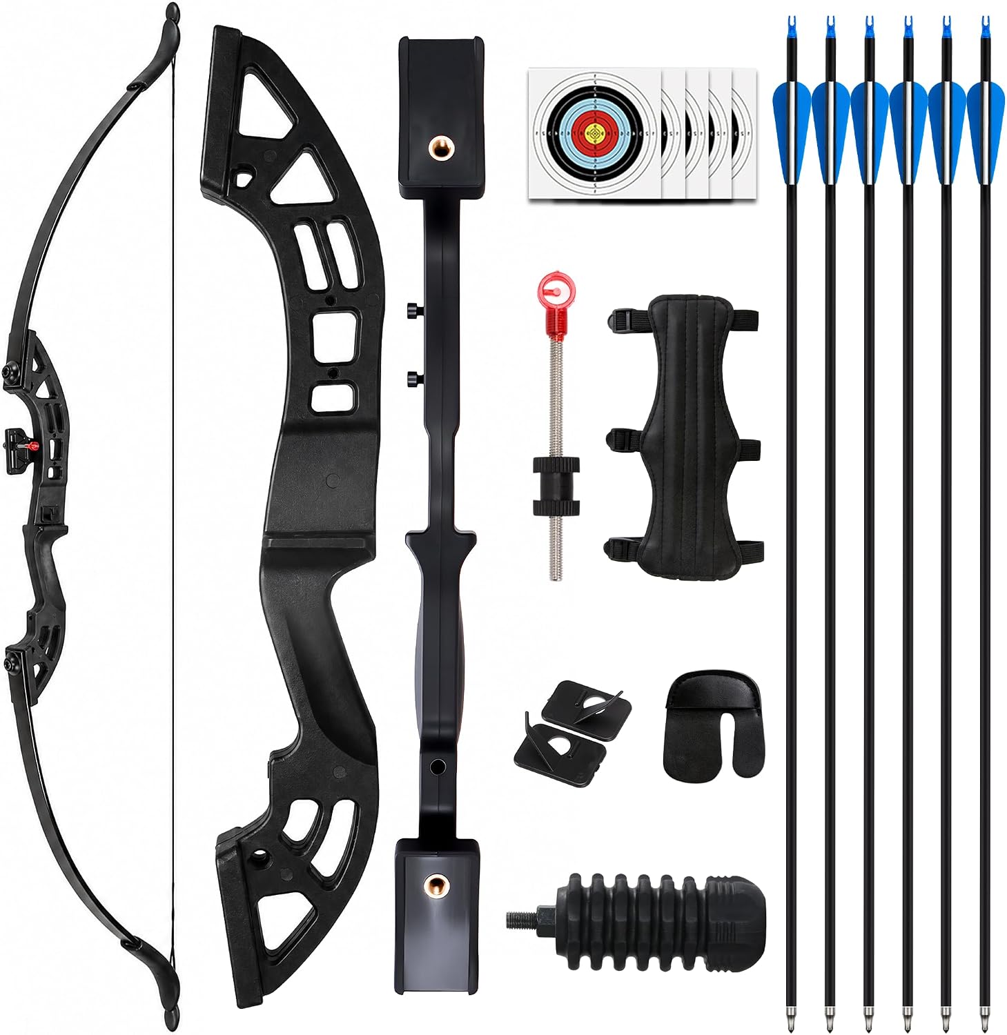 Ambidextrous Recurve Bow Set for Adults & Youth – Takedown Training Bow Kit with Carbon Arrows