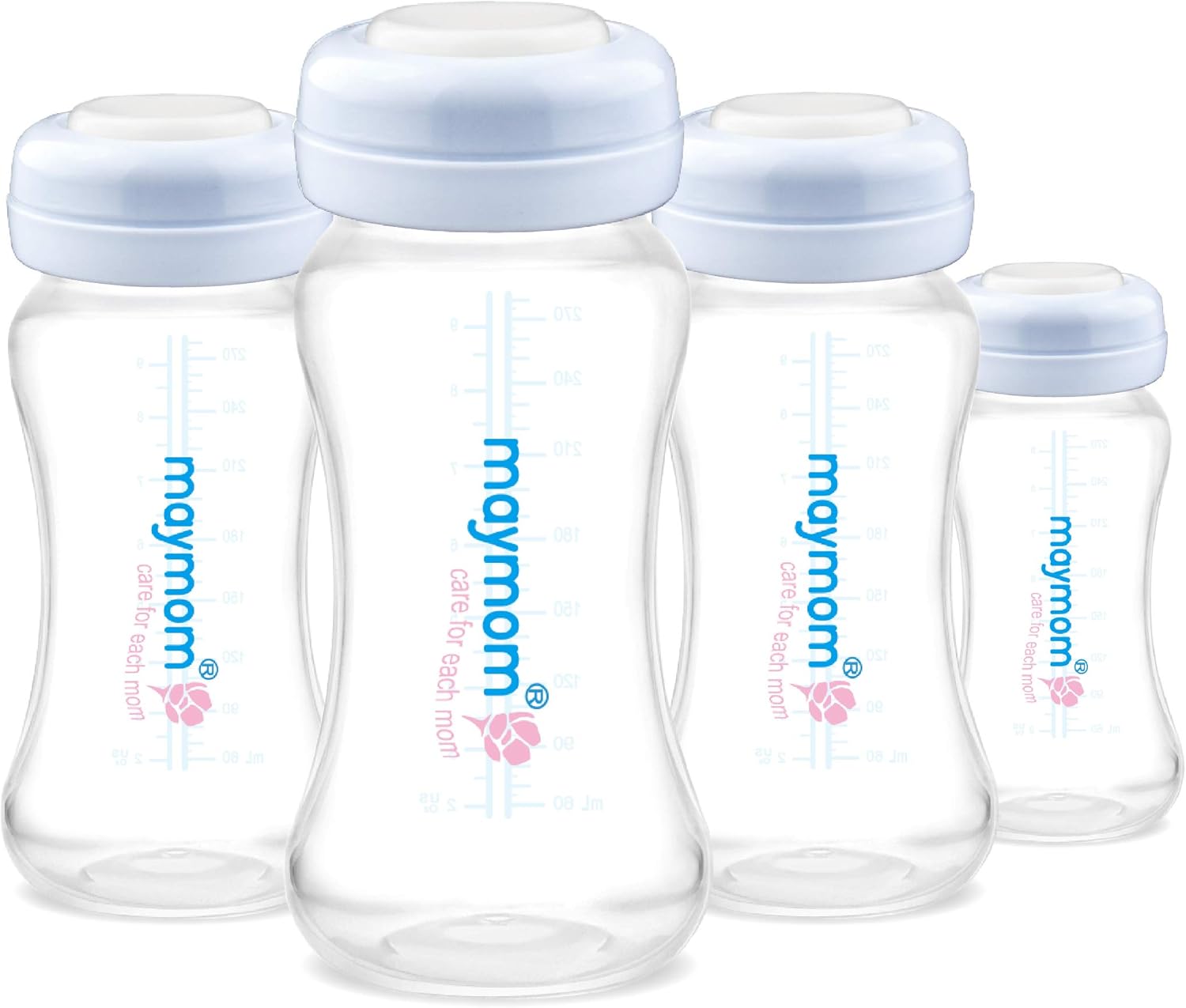 Maymom Wide Neck Breastmilk Collection and Storage Bottle 9oz; Remarkable SureSeal Disc. Compatible with Spectra S2, Spectra S1 and Avent Breast Pumps