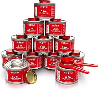 Gas One 6 Hour Chafing Fuel - Food Warmer for Chafing Dish Buffet Set - Liquid Safe Fuel With Wick & Lid Opener 7.4 Oz (Pack of 12)