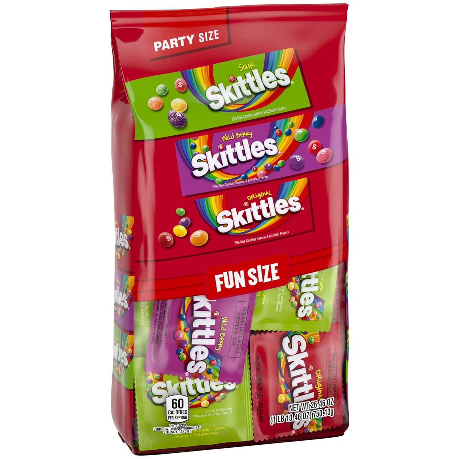 SKITTLES Original, Assorted Bulk Candy Variety Pack – Wild Berry, Sour, Original Chewy Candy Bulk, 26.46 Oz