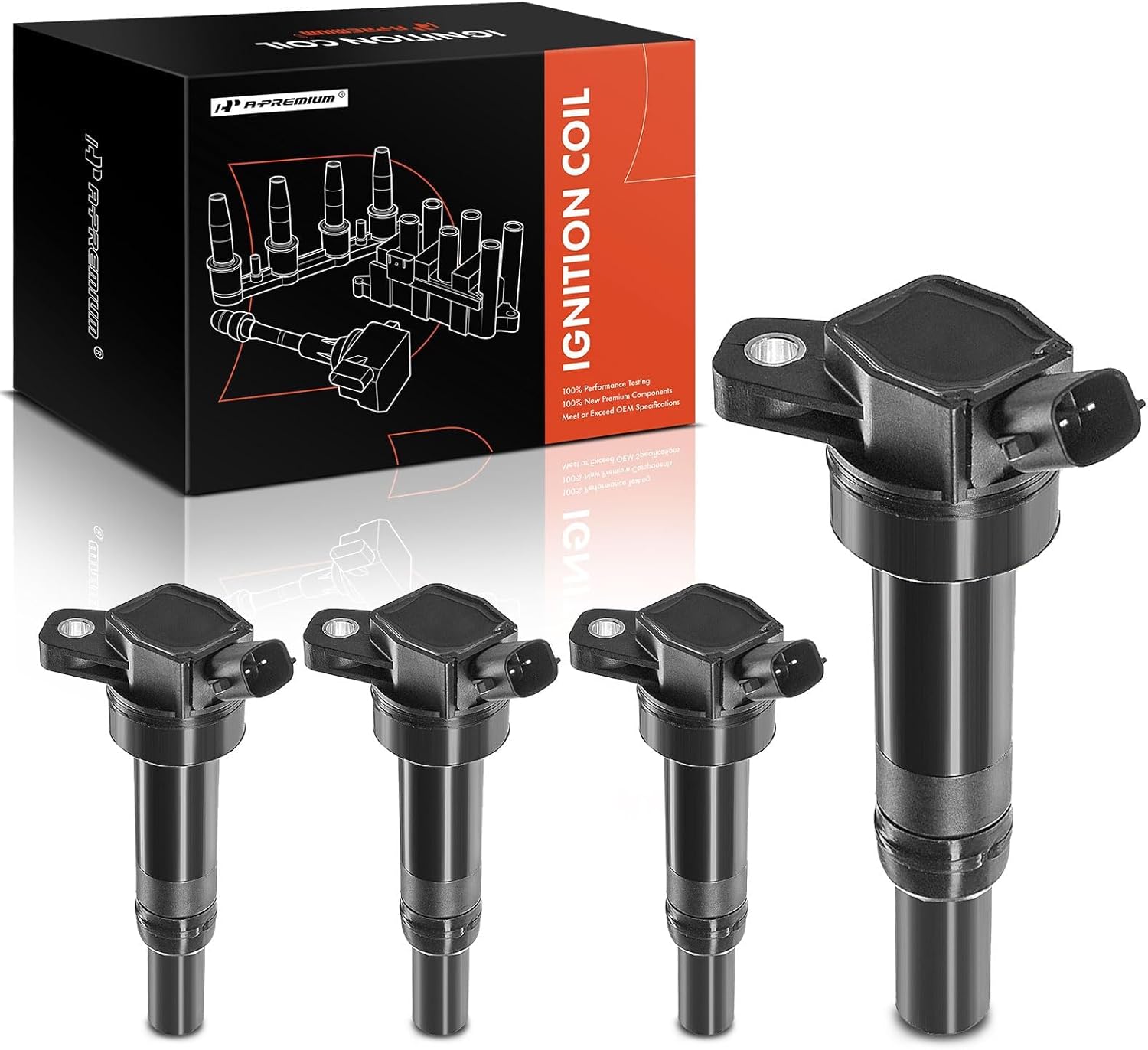 A-Premium Ignition Coil Pack Set of 4 Compatible with Hyundai Elantra 2011-2016 Tucson 2014-2020 Kia Forte 2014-2016 Soul 2012-2019 1.8L 2.0L