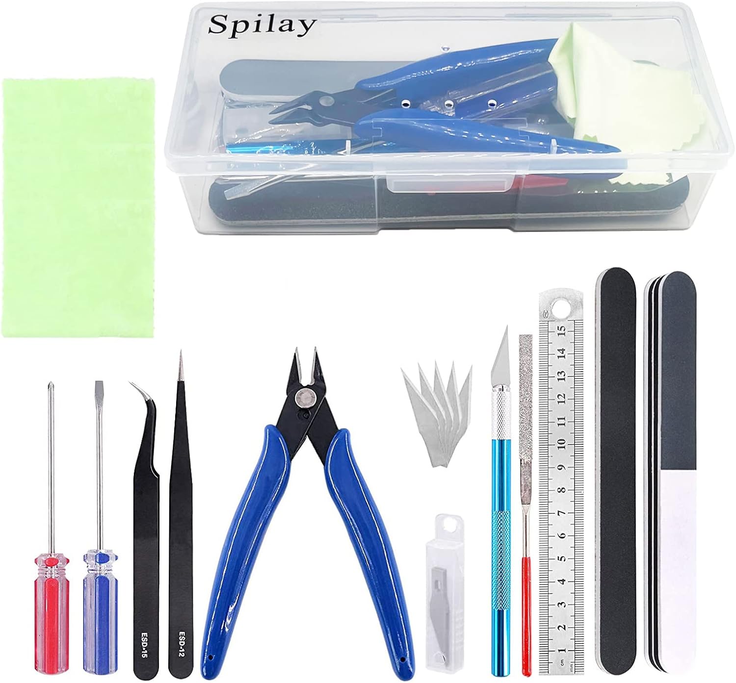 Spilay 16 Pcs Hobby Building Model DIY Tool Kit, Modeler Basic Miniature Handmade Craft Tools Set for Dollhouse Miniature Building