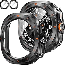Tensea [2Pack for Samsung Galaxy Watch 7 Ultra 2024 Screen Protector Case 47mm Accessories, Protective Face Cover for 47 mm, Hard Bumper Built-in Tempered Glass Film for Women Men