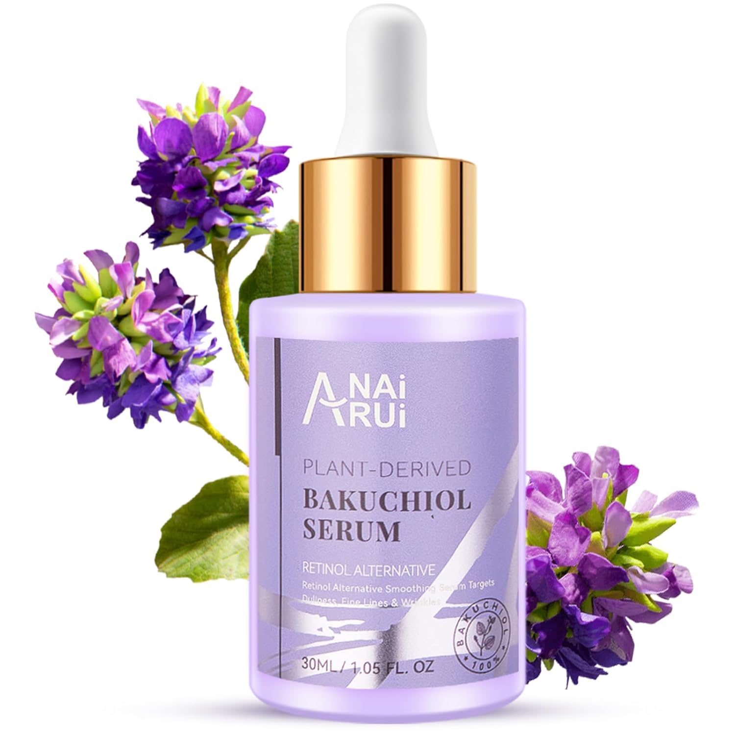 ANAI RUI Bakuchiol Face Serum for Face, Bakuchiol Retinol Alternative Serum,Smoothing Face Serum with Hyaluronic Acid & Peptide Sensitive Skin Serum, Anti Aging & Wrinkle Serum, 1Fl.Oz