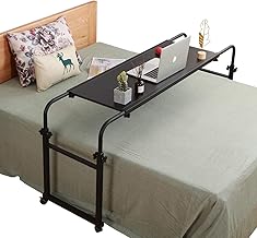 Overbed Table with Wheels Overbed Desk Over Bed Desk King Queen Bed Table Overbed Laptop Table Over Bed Table with Wheels(Black)