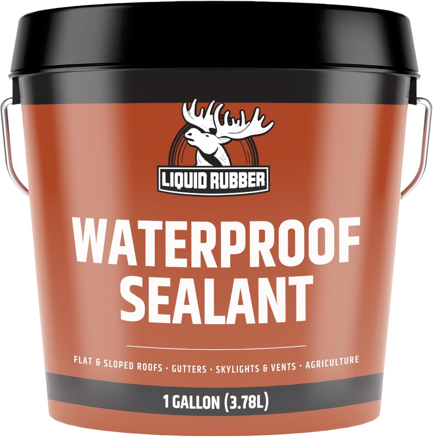 Liquid Rubber Waterproof Sealant - Multi-Surface Leak Repair Indoor and Outdoor Coating, Water-Based, Easy to Apply, Original Black, 1 Gallon