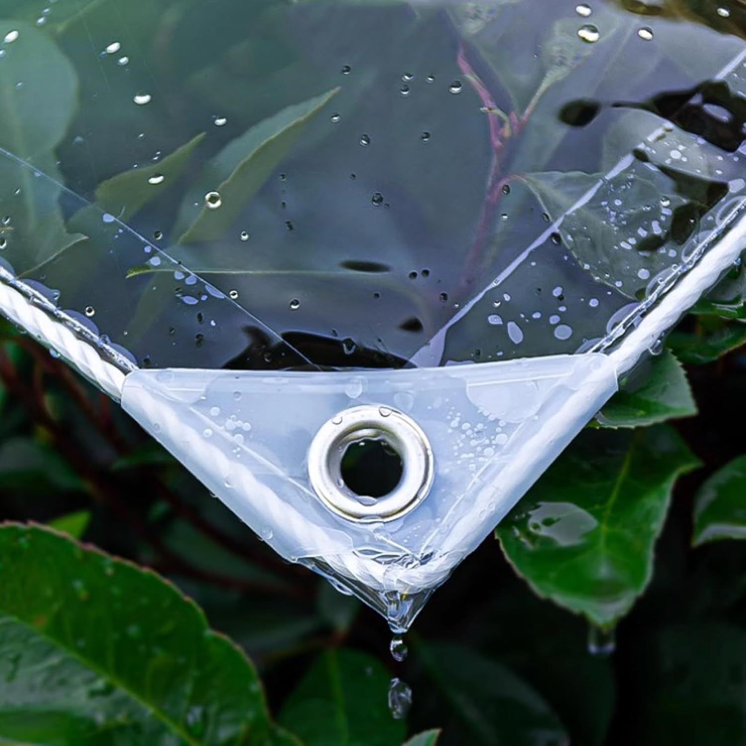 FENGSHOUU Clear Heavy Duty Waterproof Tarpaulin,Outdoor Transparent PVC Tarp,Windproof Tear Resistant,for Home Garden Outdoor Camping Caravan,with Eyelets and Rope (2.1m x 3m(6.89 x 9.84ft))