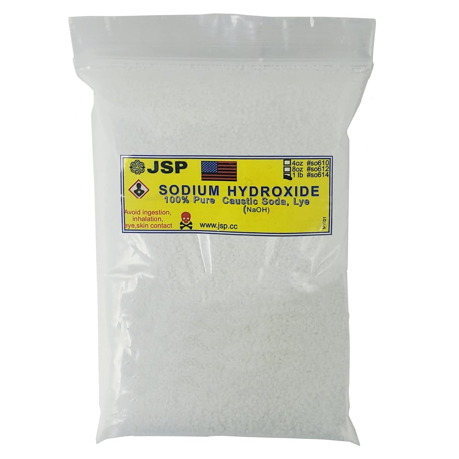 Sodium Hydroxide 100% Pure Caustic Soda, Lye 1LB (Single)