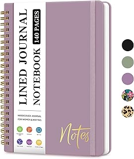 Lined Spiral Journal Notebook for Women, A5 College Ruled Journals for Writing, Hardcover Notebooks for Work, Note taking and Office School Supplies,140 Pages - Purple
