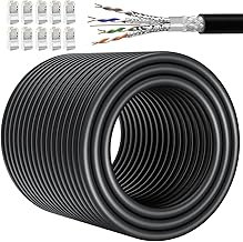 Cat 7 Outdoor Ethernet Cable Bulk 100M/328ft (10 RJ45), SFTP Triple Shielded Cat 7 Ethernet Cable Direct Burial, High Speed 10Gbps, Waterproof, UV Resistant, 24AWG, Cat 7 Internet LAN Cable 300ft+