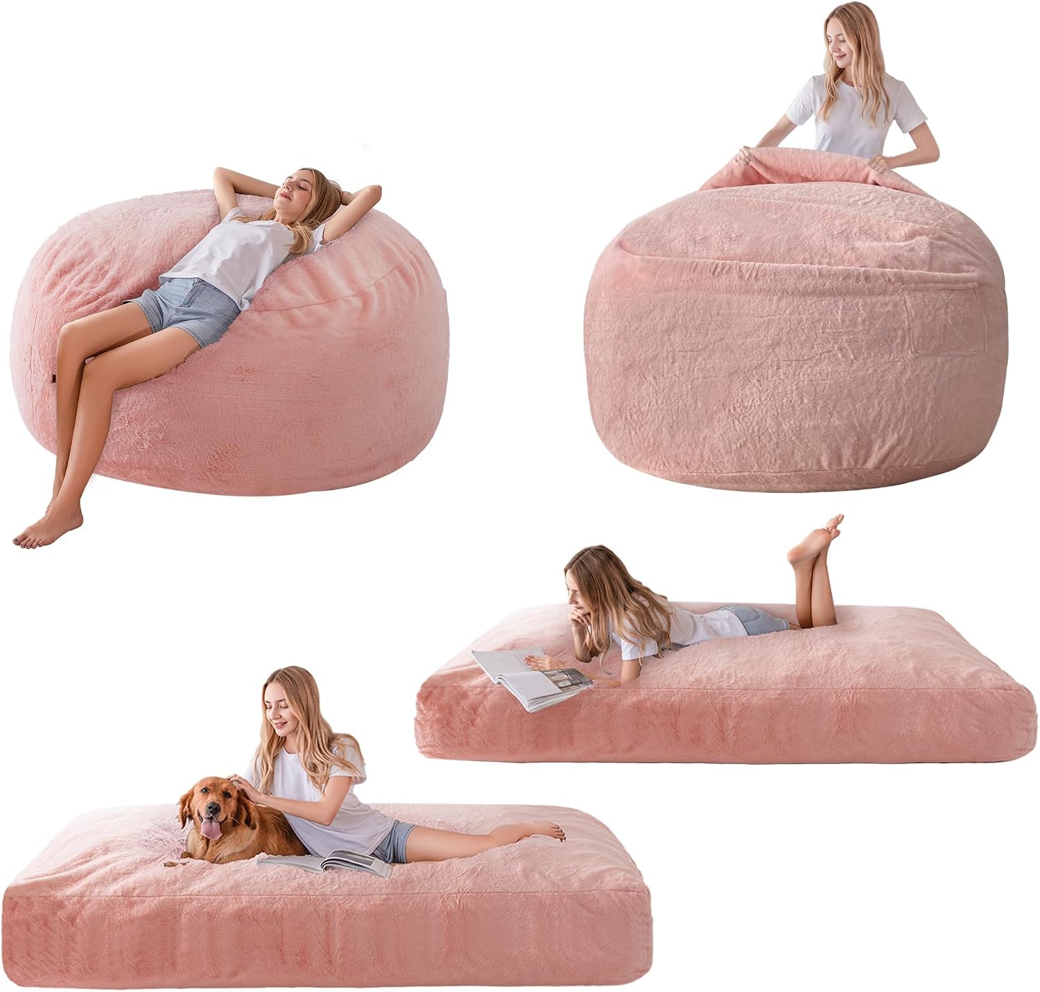MAXYOYO Giant Bean Bag Chair for Adults, Bean Bag Converts to Floor Sofa