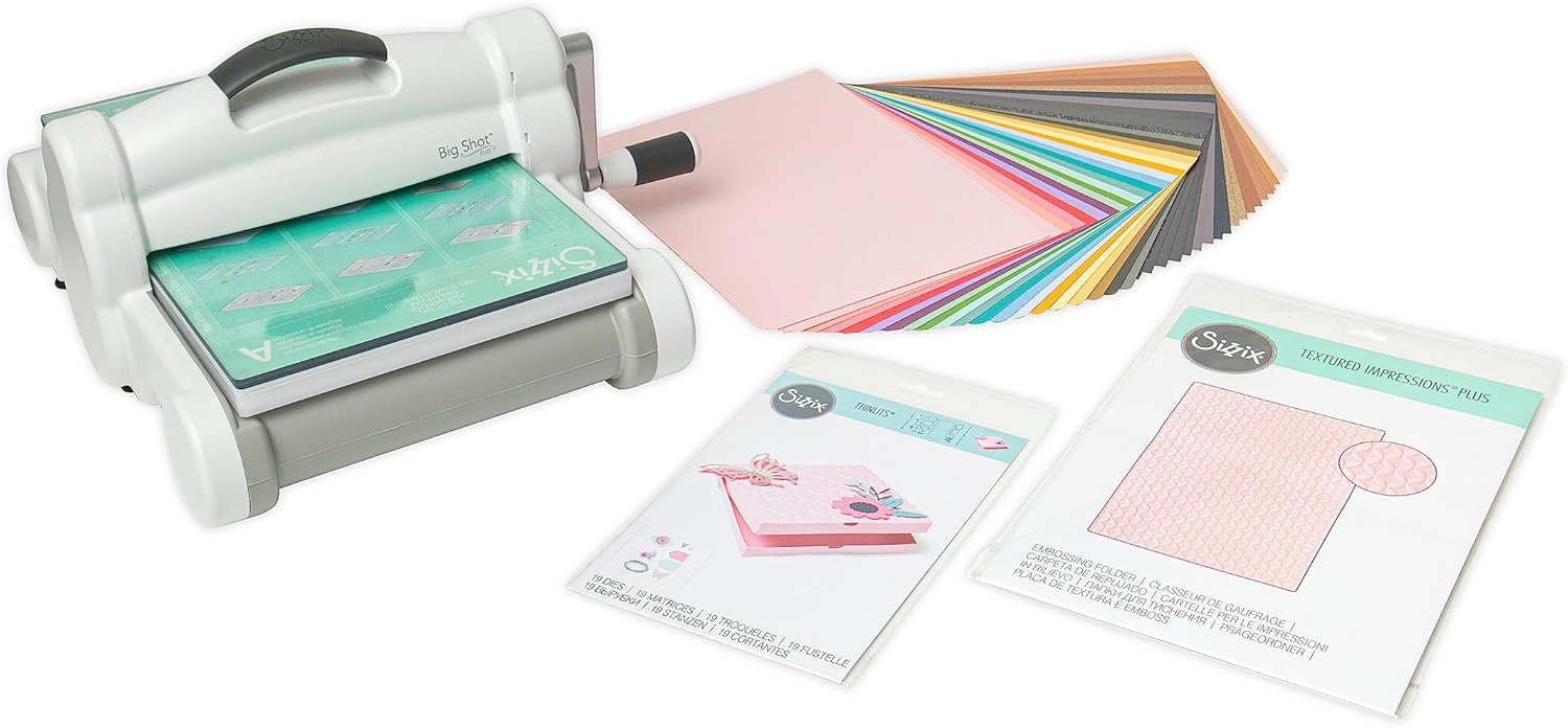 Sizzix Manual Die Cutting & Embossing (9") | Cardmaking, Papercraft, Scrapbooking, Stencilling & More, Big Shot Plus Starter Kit, One Size